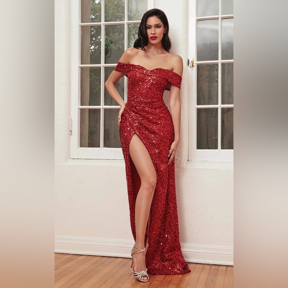 Cinderella Divine Formal Gown Red Sparkle Size 12 – New With Tags”